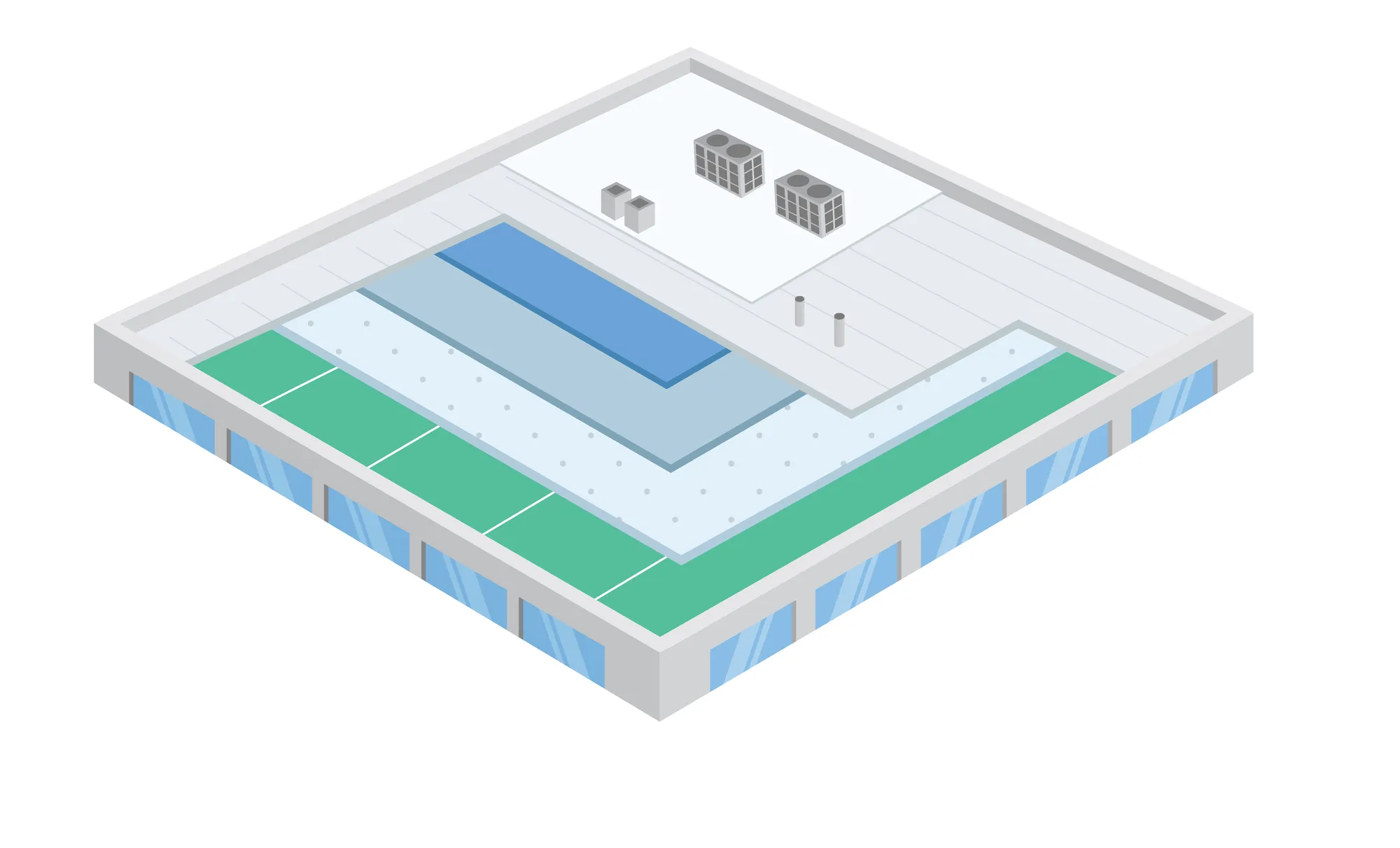 Diagram illustrating building roof envelope layers for cool roof and protective coating applications.